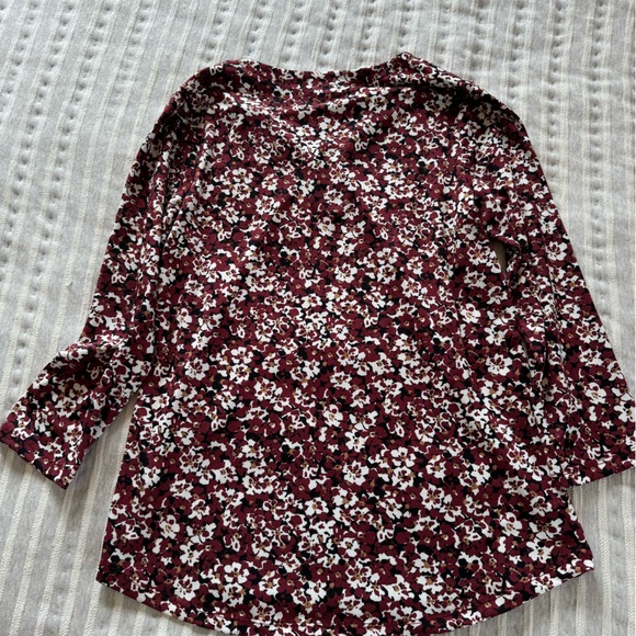 Beautiful top by Jones New York. Burgundy, cream and tan. - Picture 2 of 3